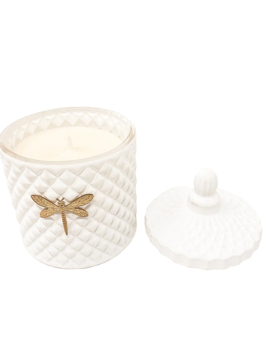 Dragonfly Bella Matte White Candle