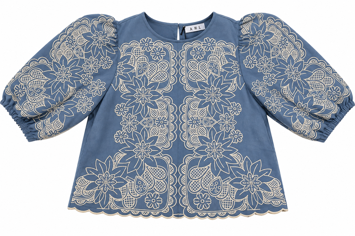 THML Parker Embroidery Suede Top