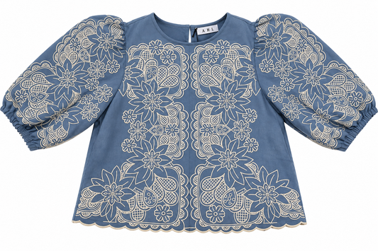 THML Parker Embroidery Suede Top