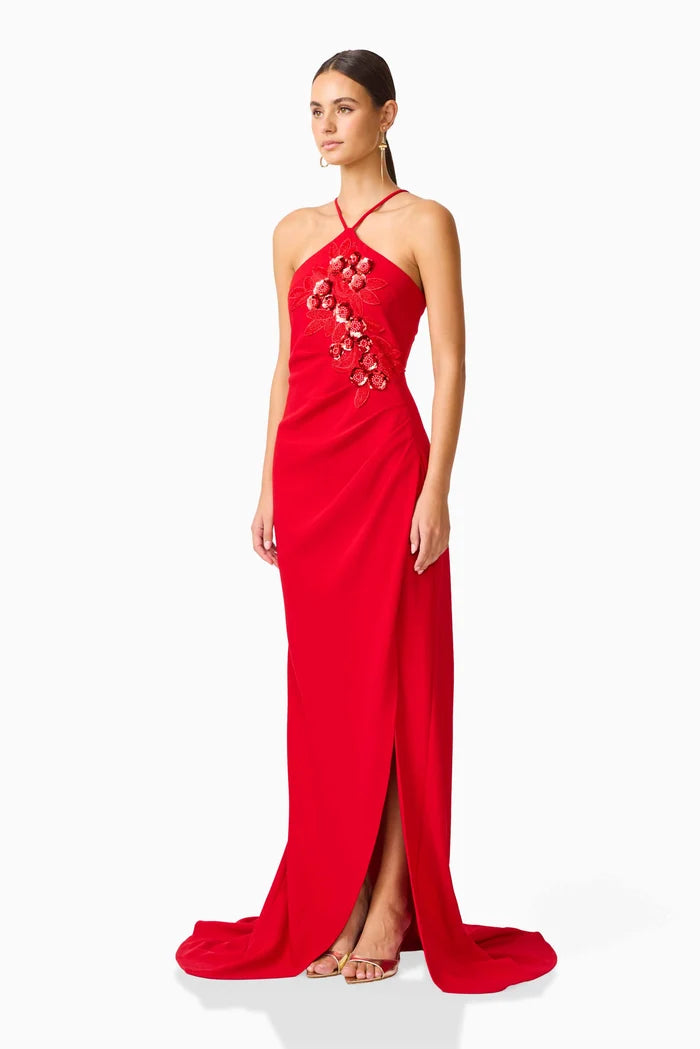 Solina Halter Gown in Red