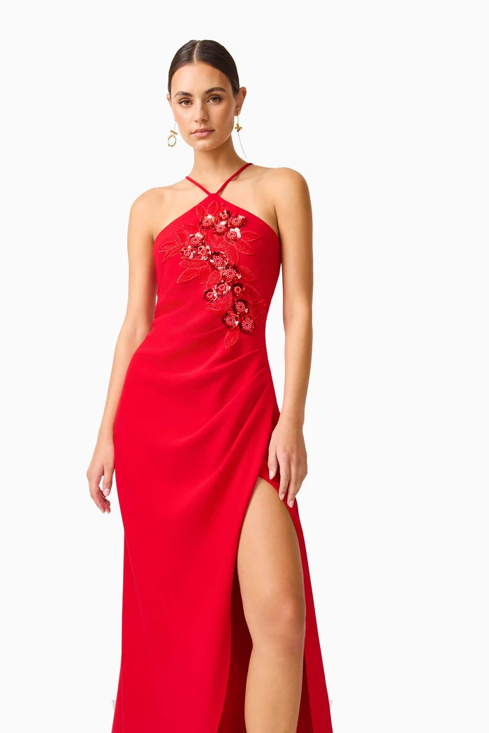 Solina Halter Gown in Red