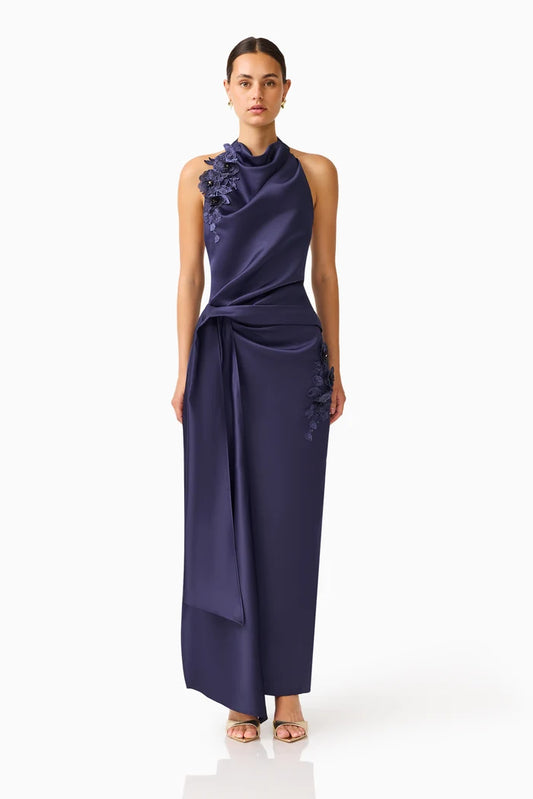 Elliatt Florea Halter Gown in Navy