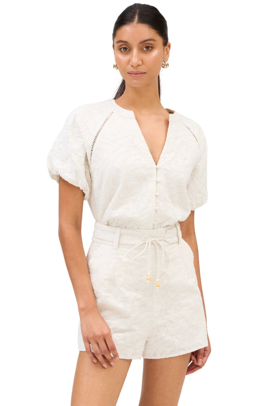 Allison Embroidered Ainsley Shorts Bone
