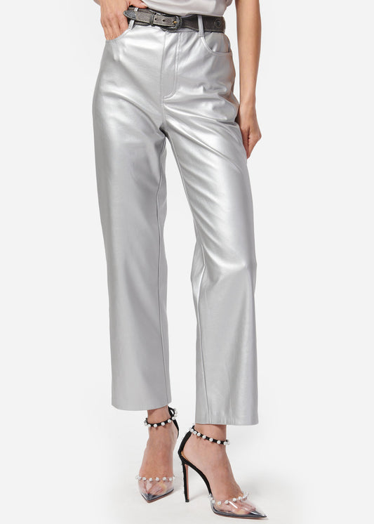 CAMI Hanie Vegan Leather Pant in Silver | PART OF A SET