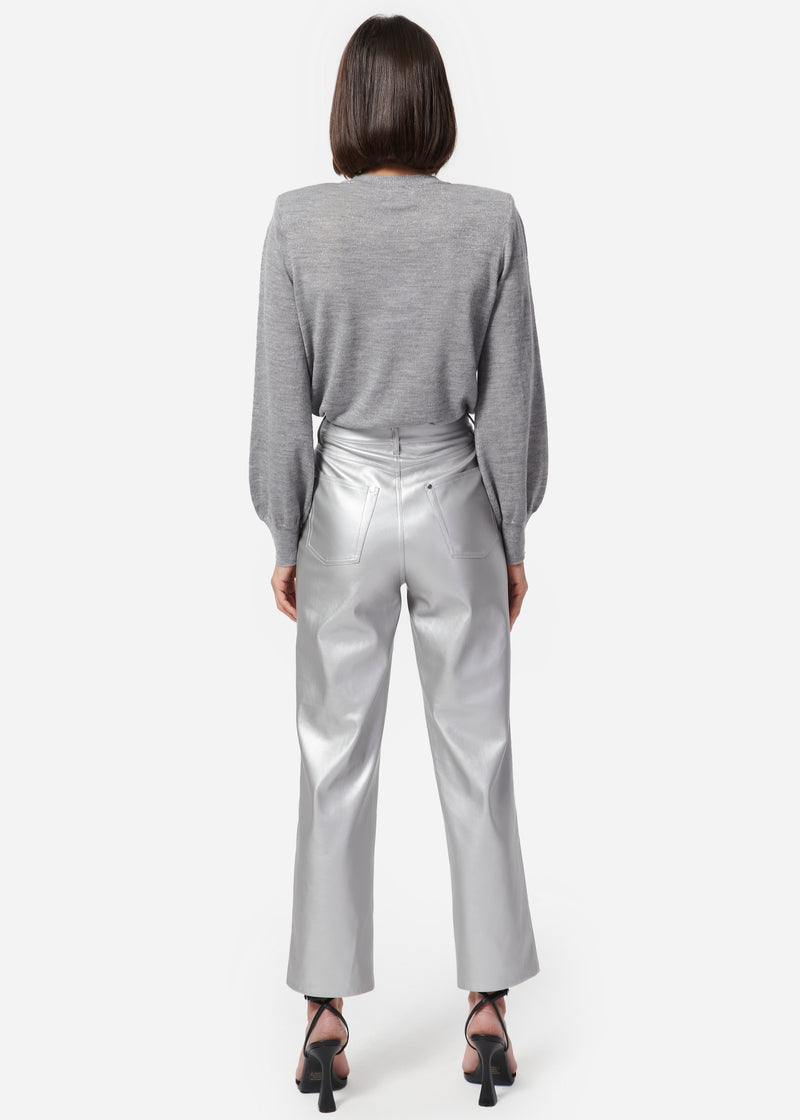 CAMI Hanie Vegan Leather Pant in Silver | PART OF A SET