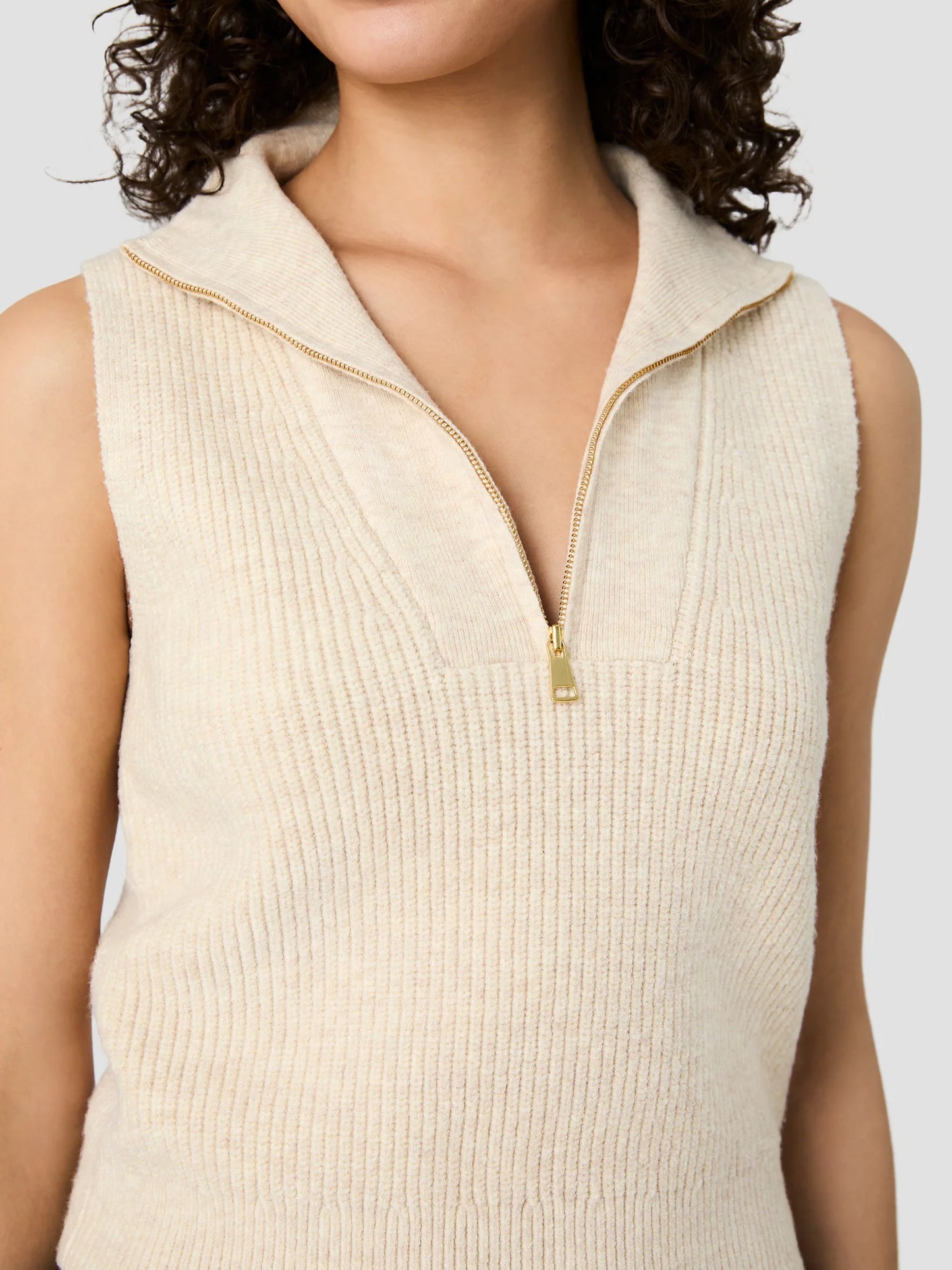 Marley Knit Half Zip Rib Vest