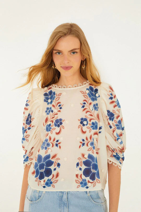 Farm Rio Renata Floral Sand Blouse