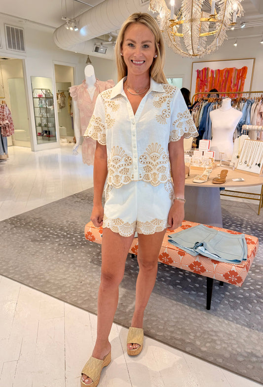 Allison Embroidered Ainsley Shorts