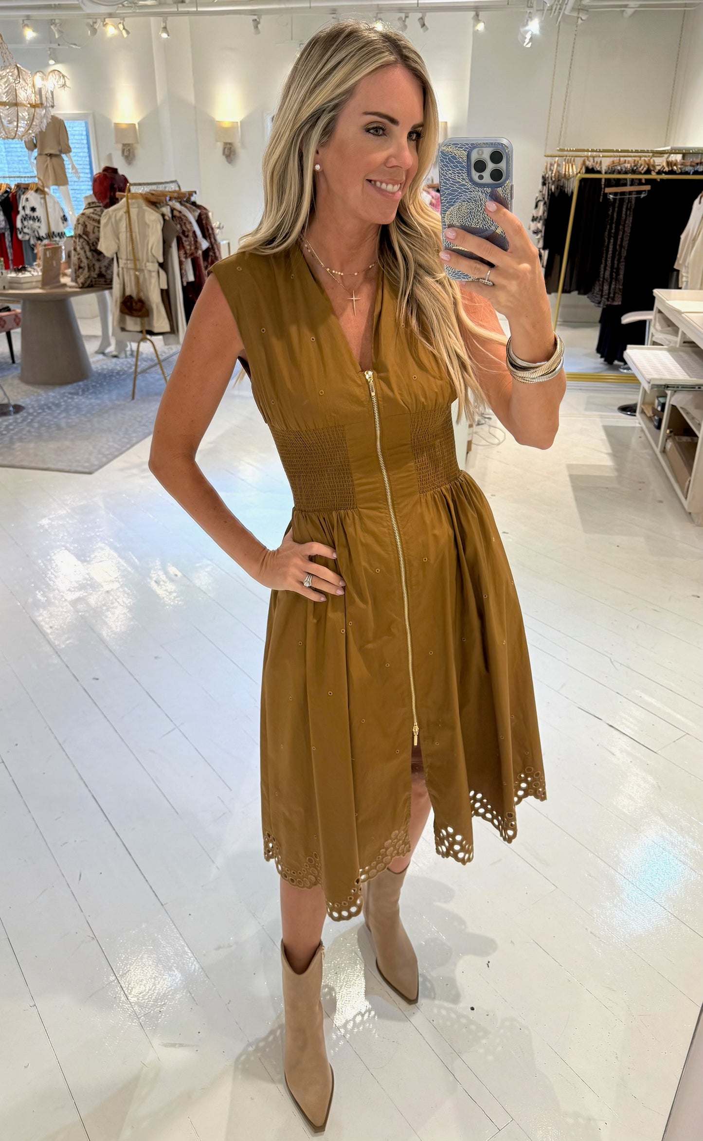 Noella Dress in Midnight or Warm Oak