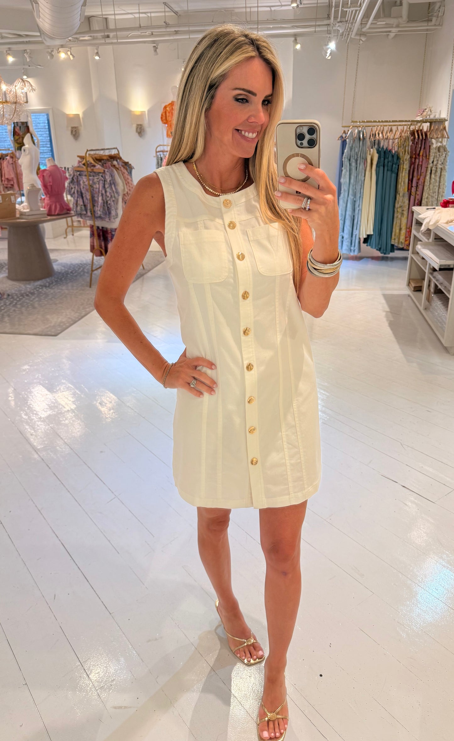 THML Stella Sleeveless Button Down Dress