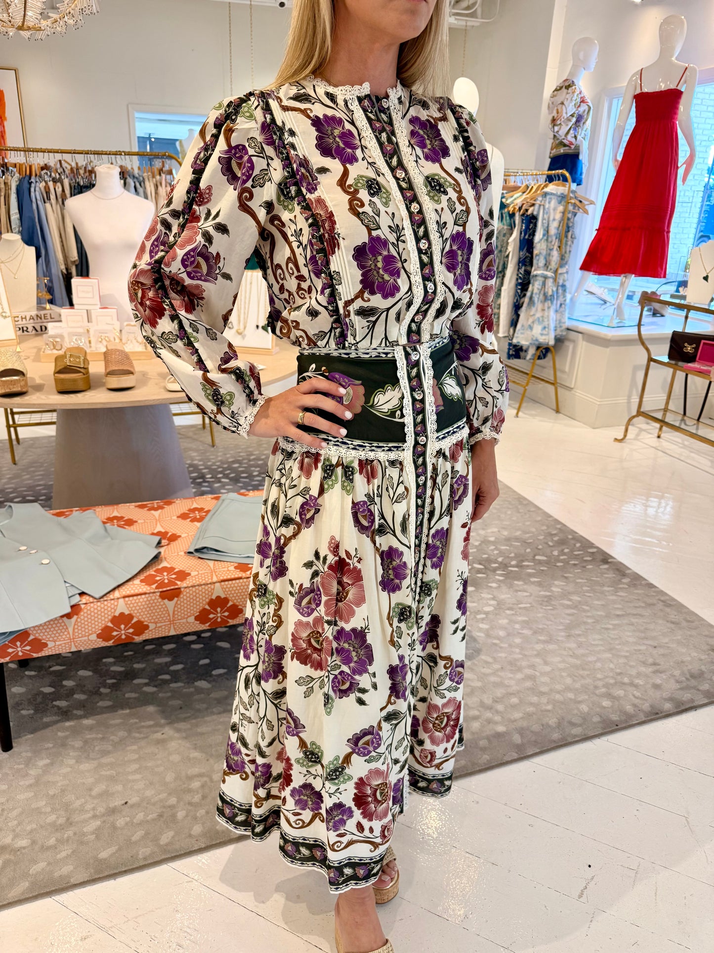 Farm Rio Rococo Flowers Long Sleeve Blouse