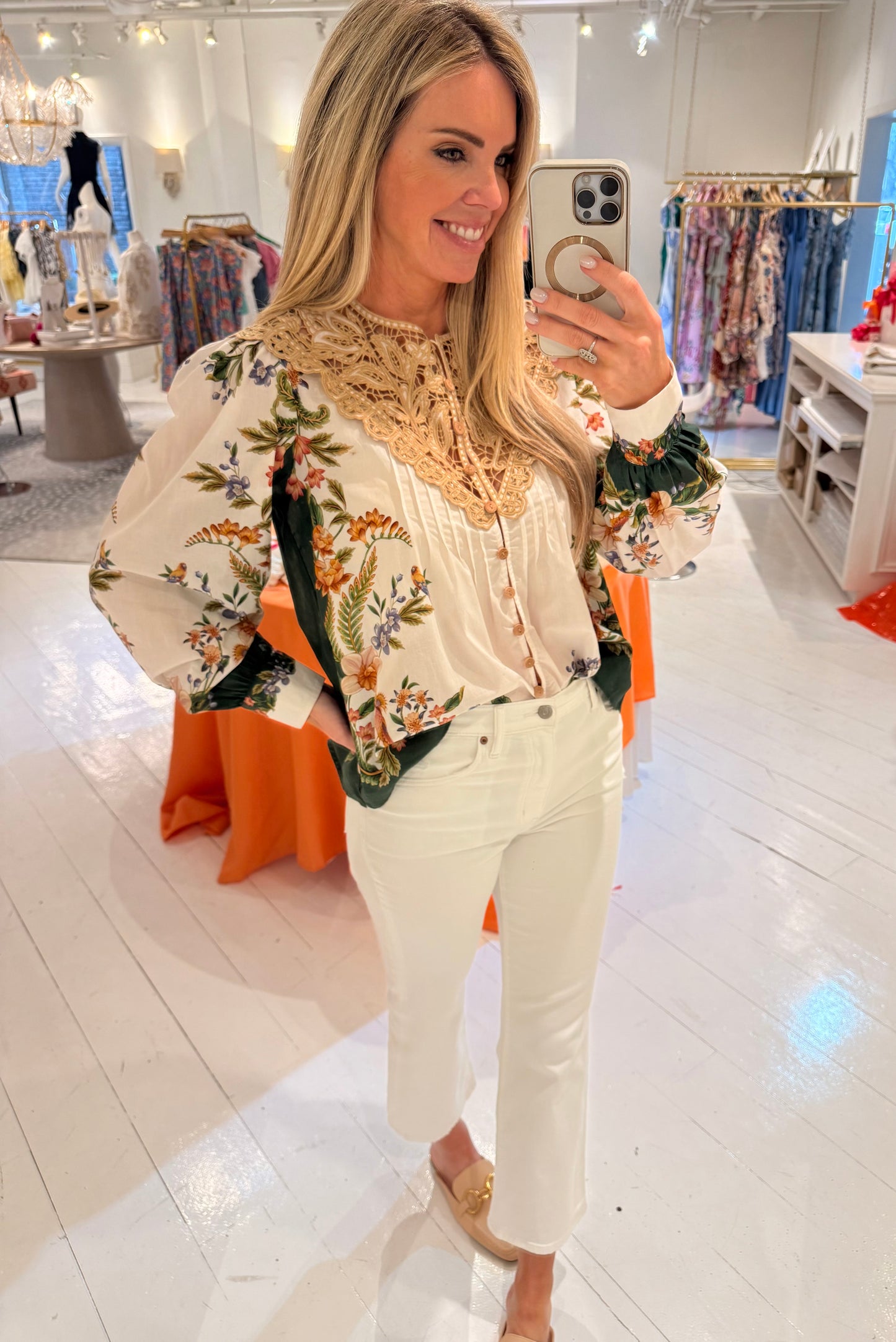 Farm Rio Nature Sand Long Sleeve Blouse