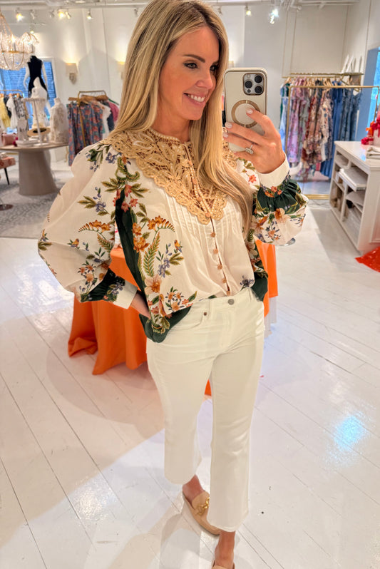 Farm Rio Nature Sand Long Sleeve Blouse