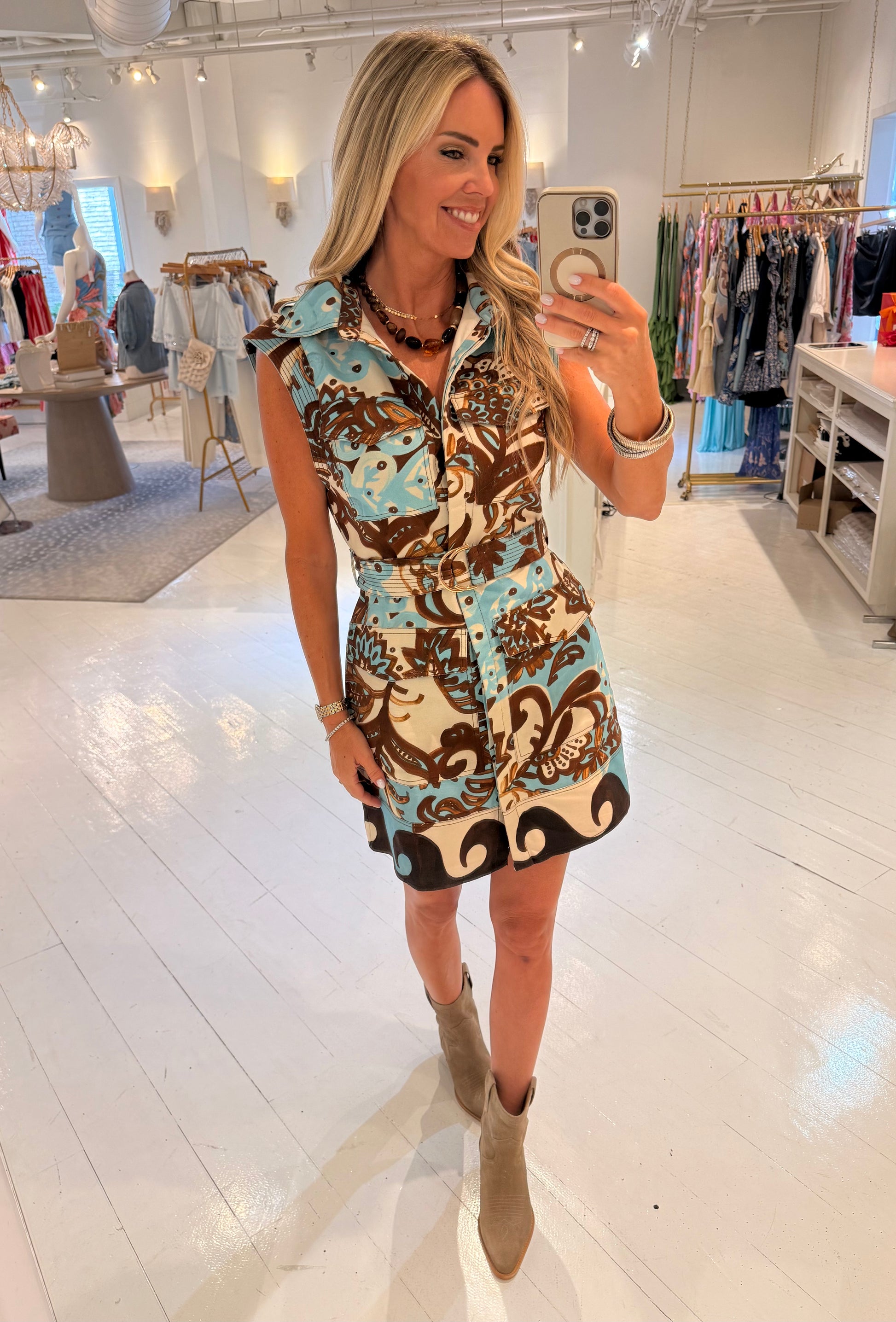 Ciebon Fay Printed Sleeveless Mini Dress