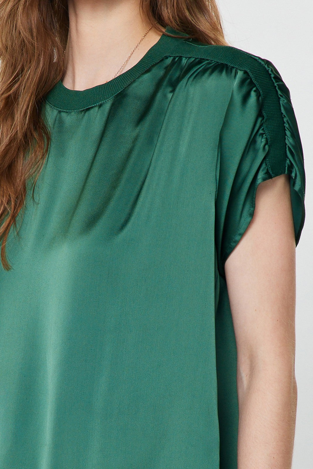 Sonia Shirred Detail Short Sleeve Top in Cypress