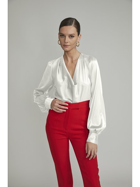 GENERATION LOVE Chana Cowl Neck Blouse in White