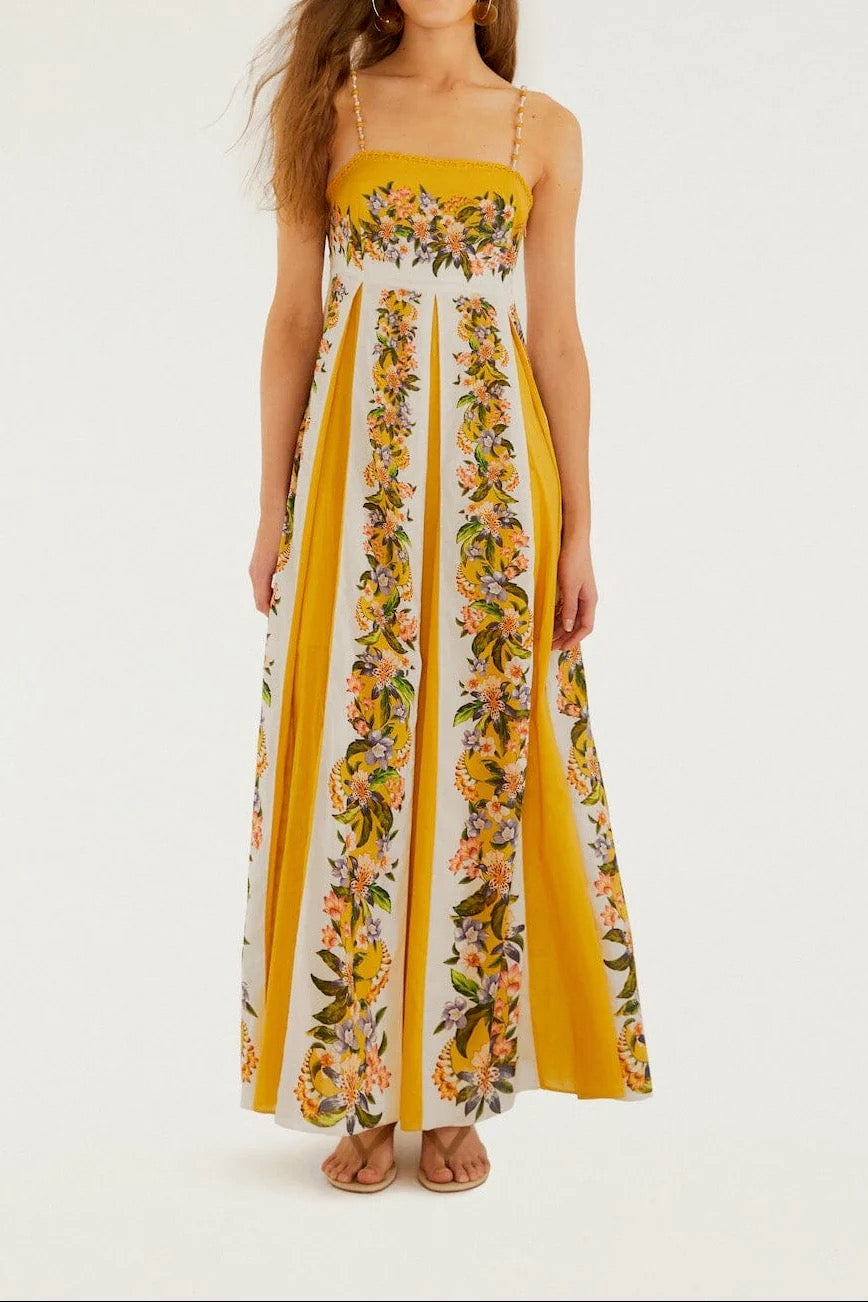 Farm Rio Hilo Stripes Sand Maxi Dress