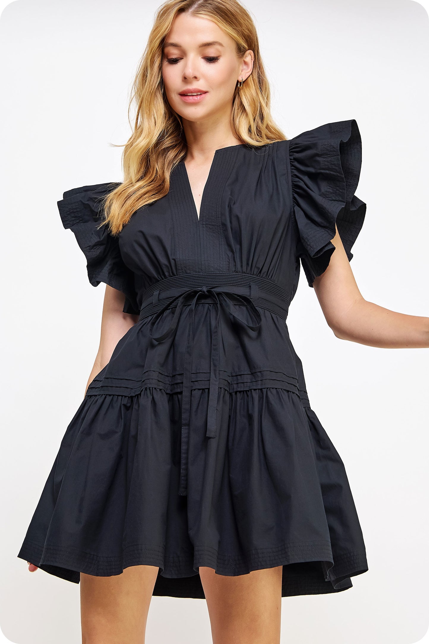 Josie Flutter Sleeve Poplin Dress