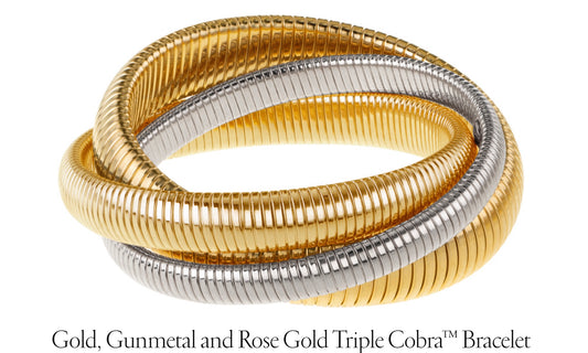 JANIS SAVITT Triple Gold & Silver Cobra Bracelet