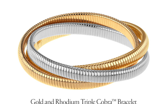 JANIS SAVITT Triple Gold & Silver Cobra Bracelet