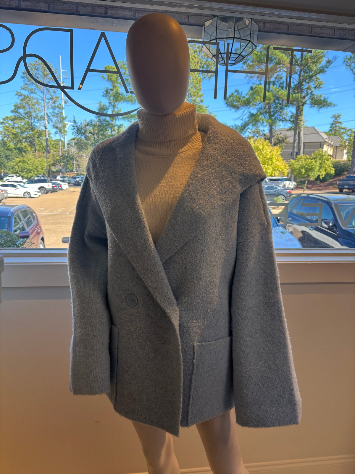 Strawberry Paris Mew Coat in light blue