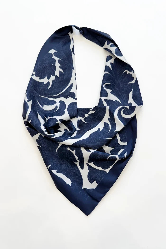 Anna Cate Paisley Scarf in Navy