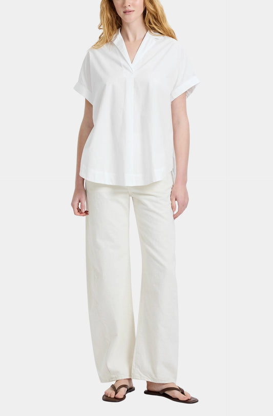 French Connection Poplin Collar Pullover in Summer White