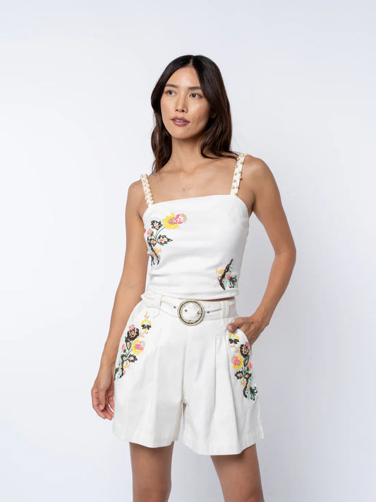 Ciebon Amory Beaded Top and Seleste Beaded Mini Shorts