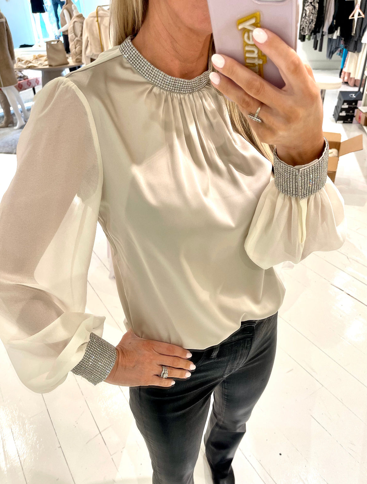 GENERATION LOVE Ashley Crystal Blouse in Mist