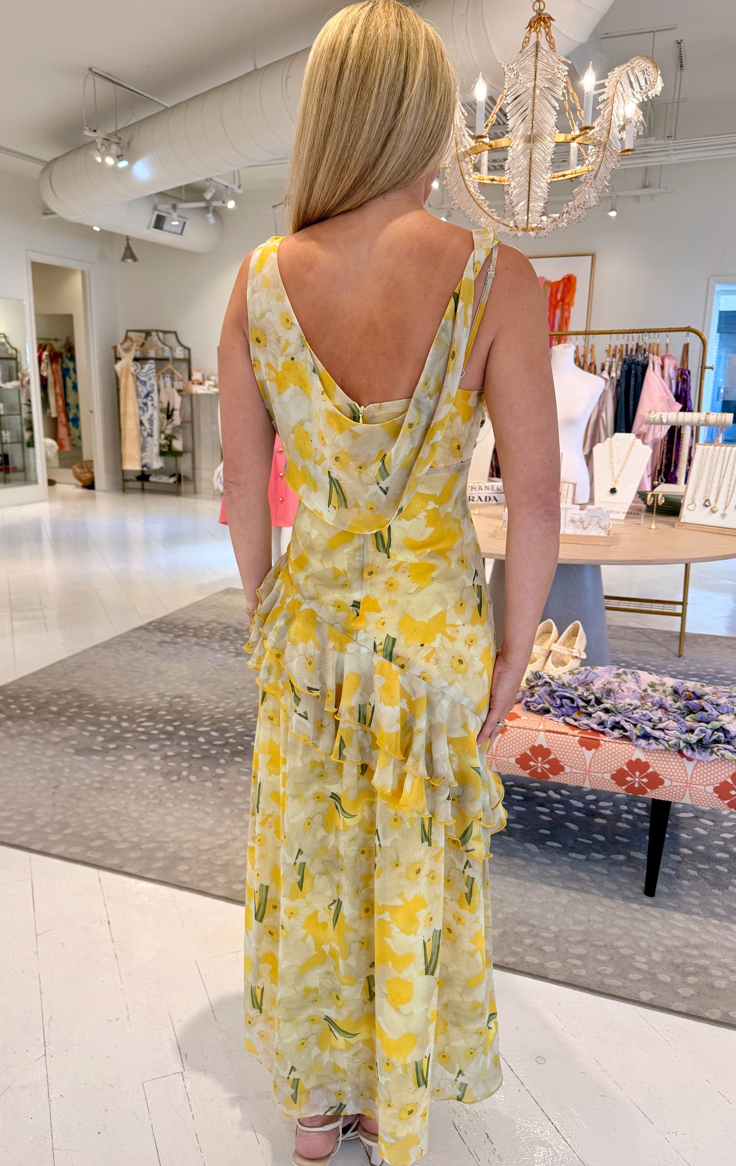En Saison Emelia Ruffle Slit Maxi Dress