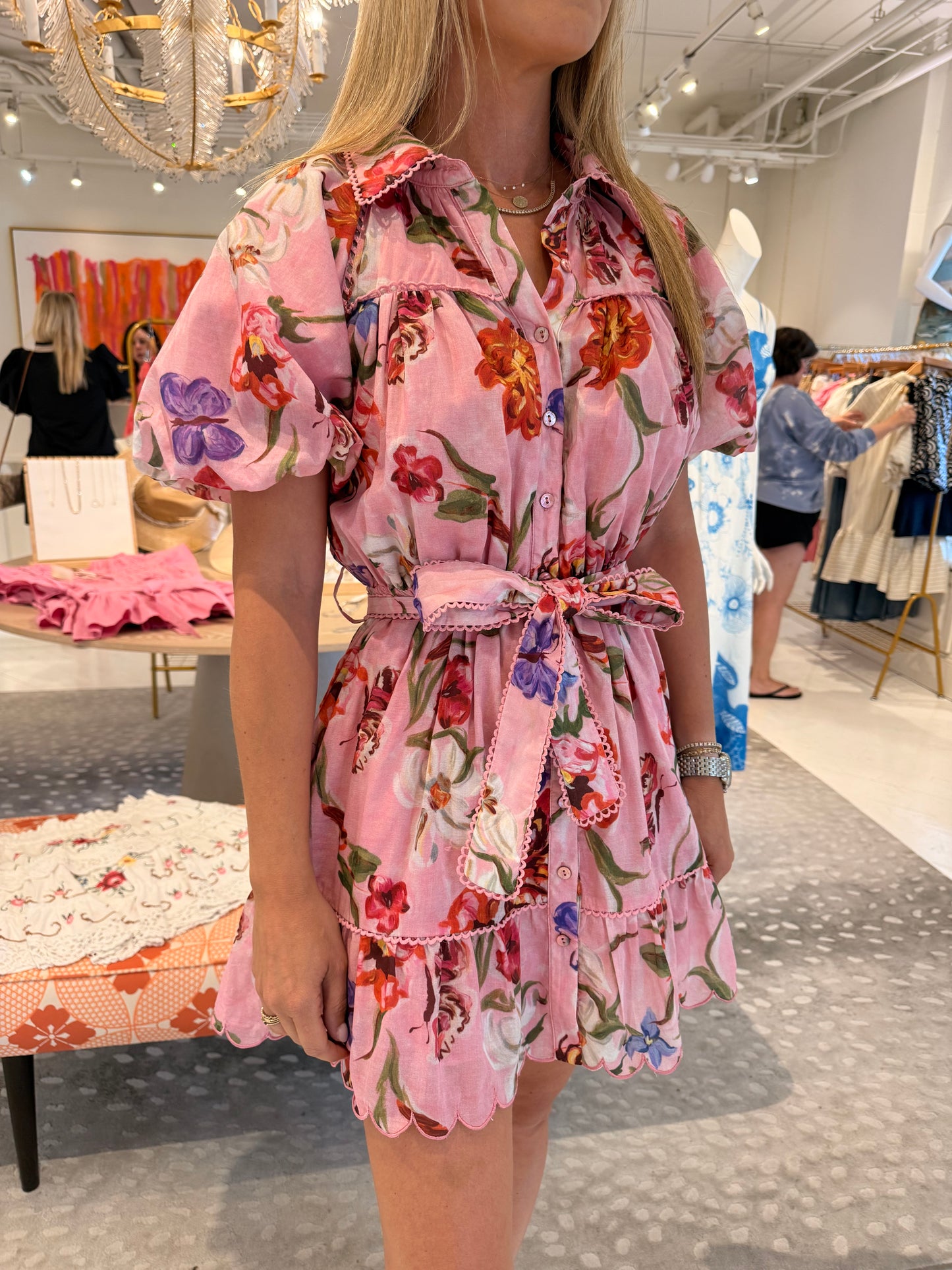 En Saison Leah Bubble Belted Mini Dress