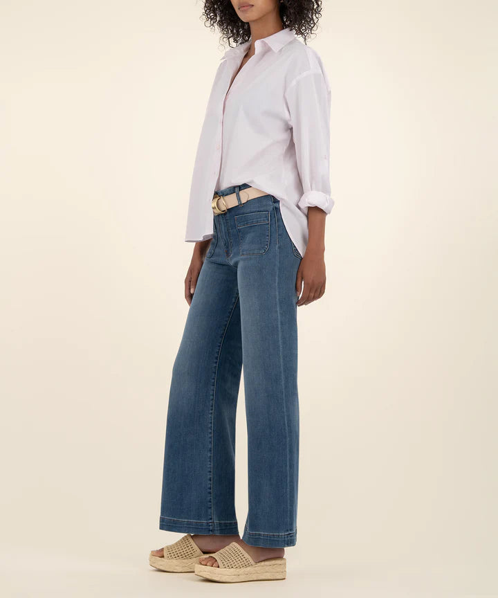KUT Meg High Rise Wide Leg with Patch Pockets