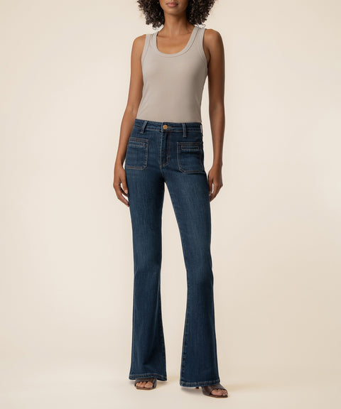 Kut Ana Bella High Rise Flare Front Welt Pockets
