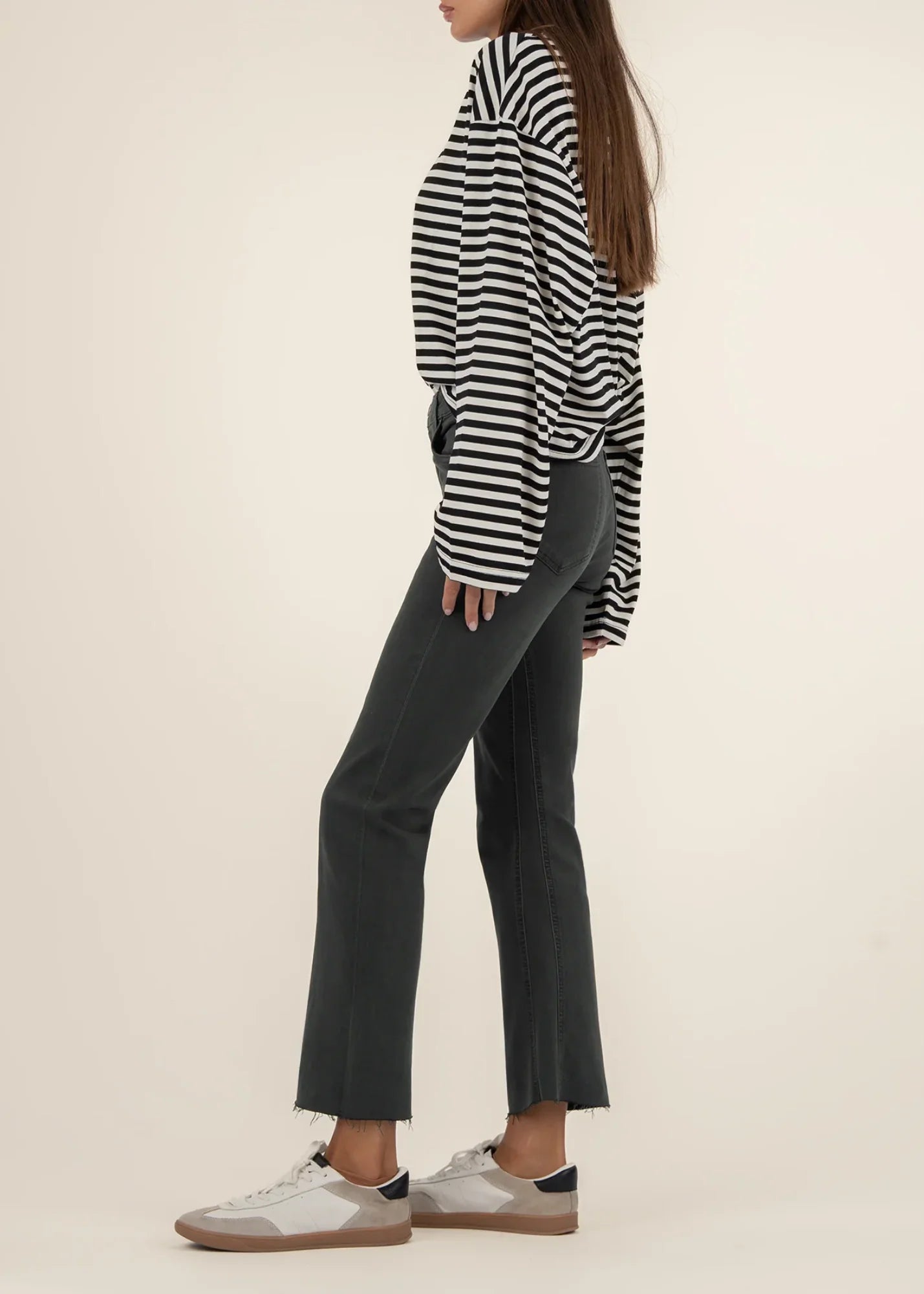 KUT Pewter Green High Rise Ankle Flare Jeans