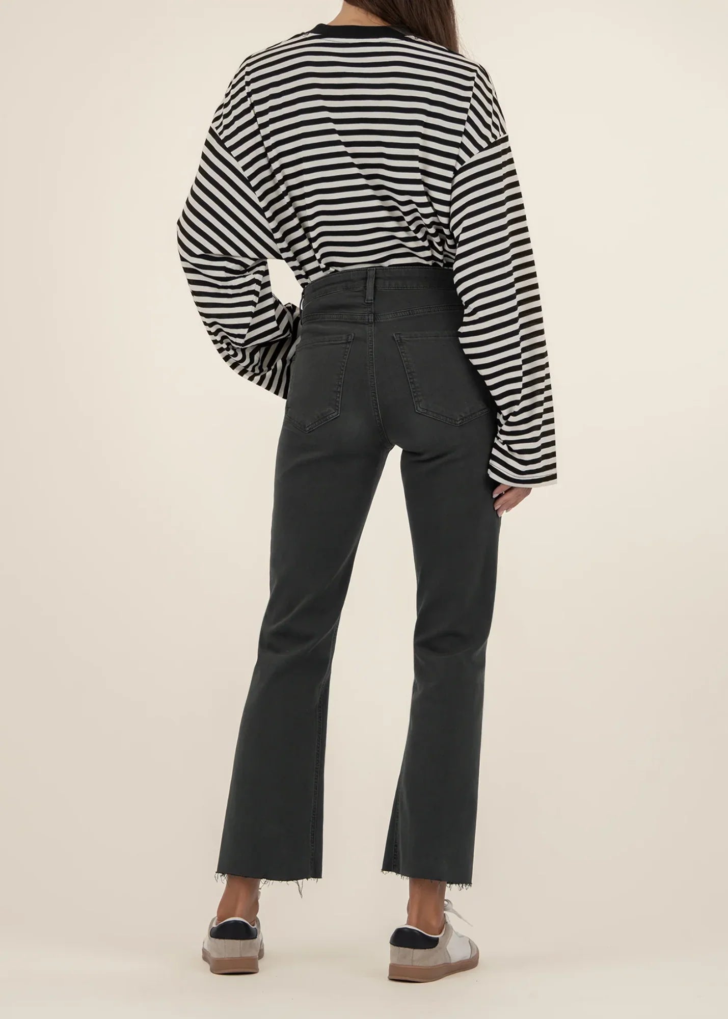 KUT Pewter Green High Rise Ankle Flare Jeans