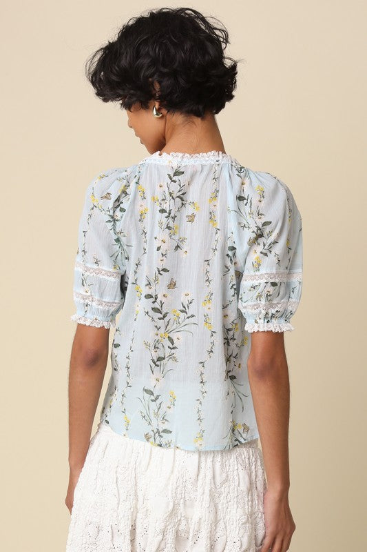 Maribel Floral Tie-Front Blouse