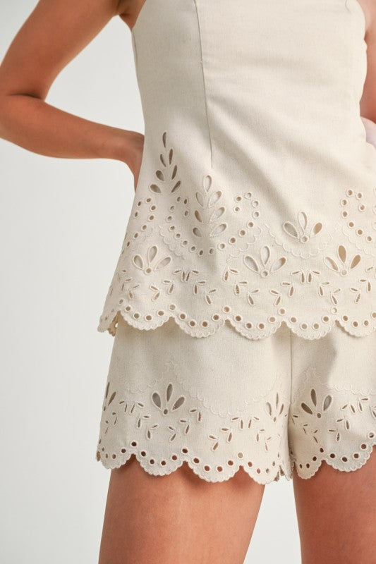 Kit Embroidered Tube Top And Shorts Set