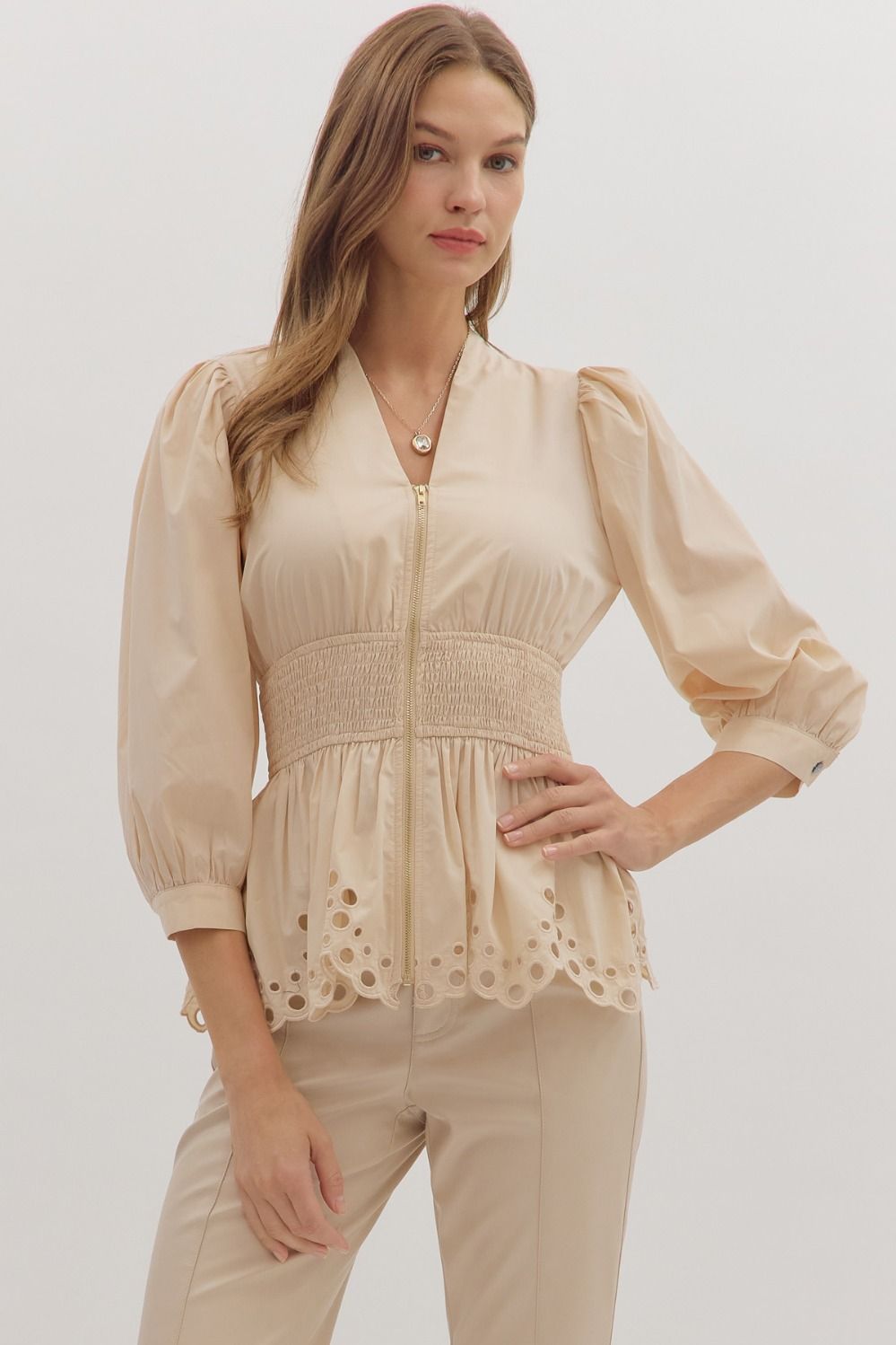 Myrna Long Sleeve Smocked Waist Top