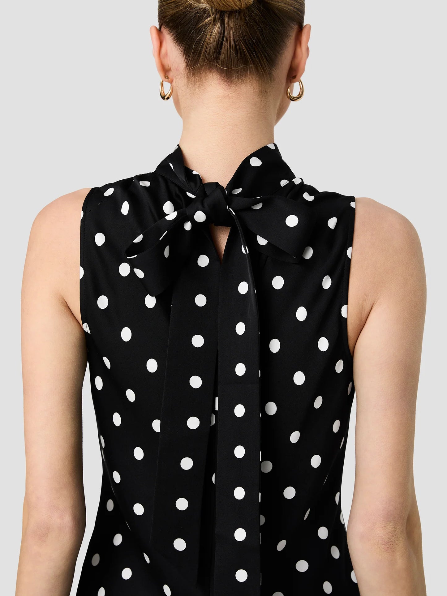 French Connection Ennis Polka Dot Sleeveless Bow Top