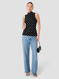 French Connection Ennis Polka Dot Sleeveless Bow Top