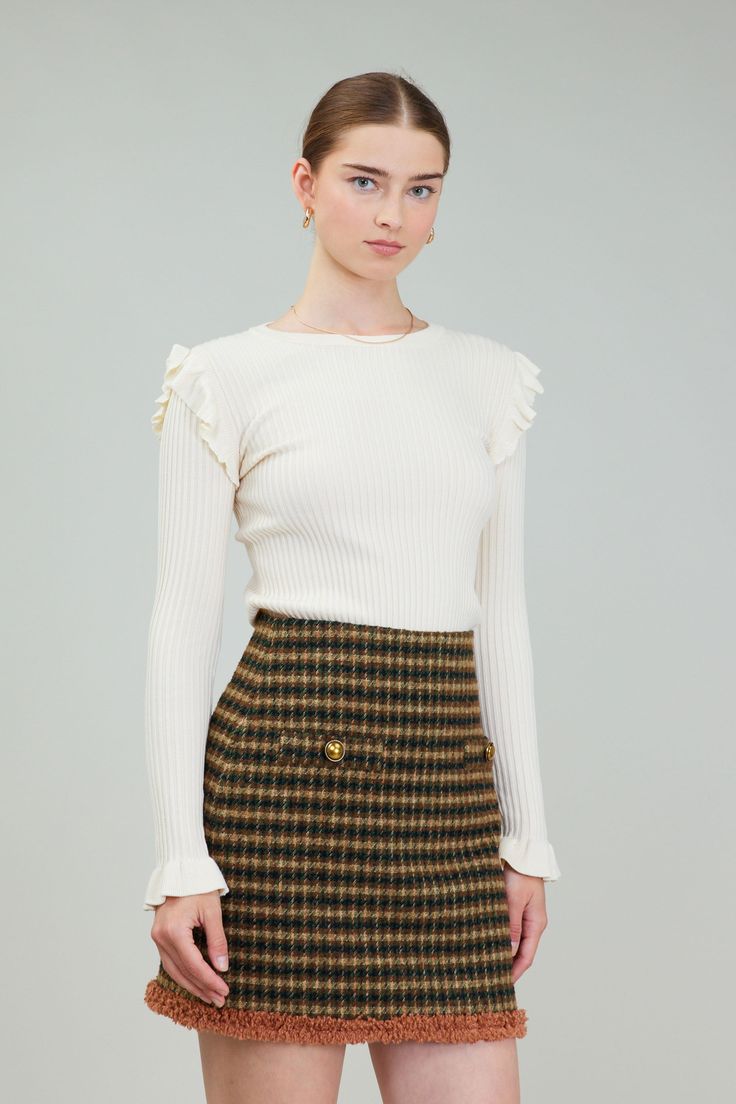 Josie Ruffled Shoulder Sweater