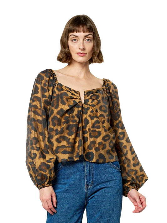 Ciebon Sussane Animal Print Puff Sleeve