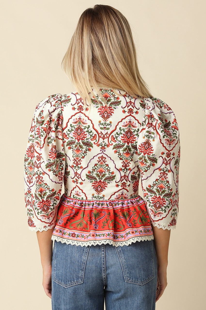 Karoline V-Neck Floral Top