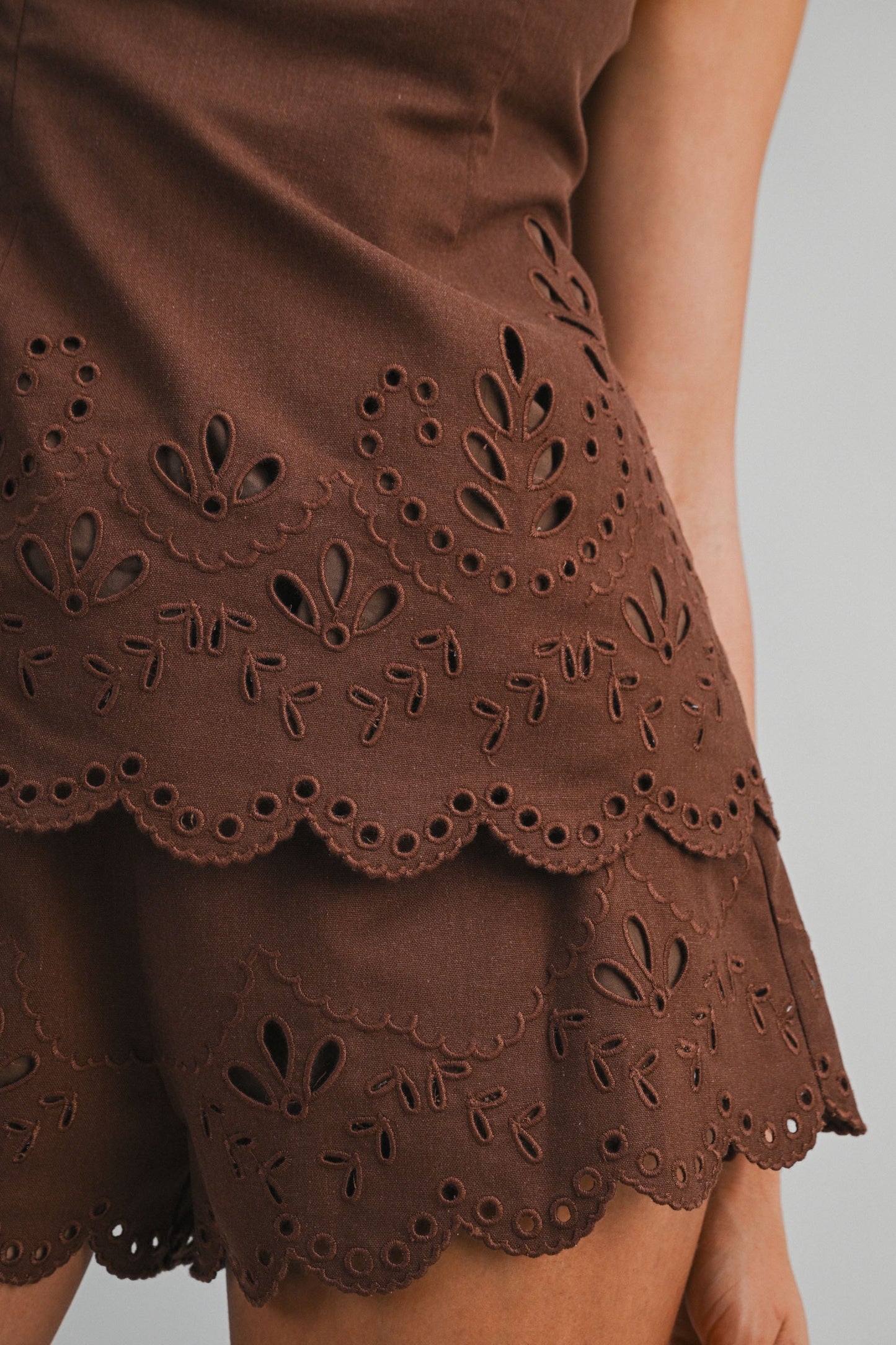 Erin Strapless Embroidered Short Set