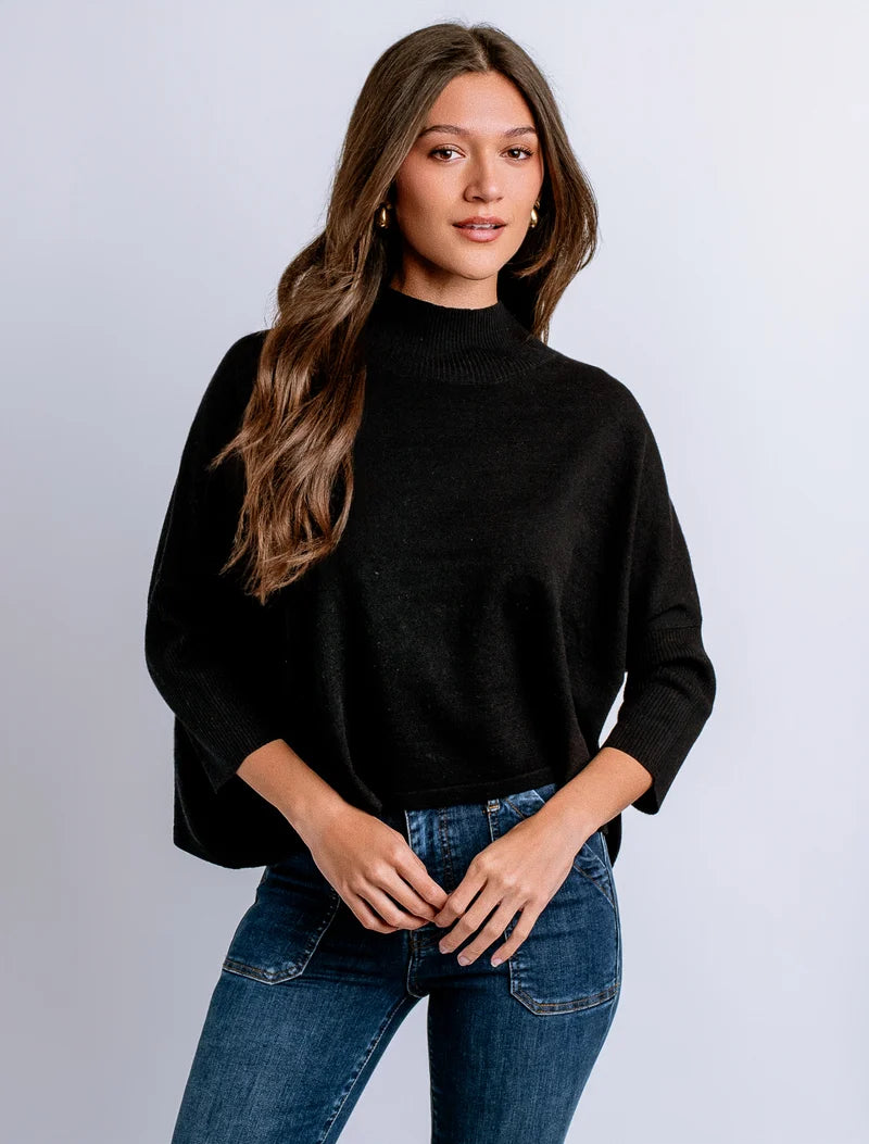 Kersima Aja Mock-neck Top in Black