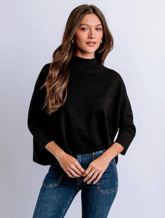 Kersima Aja Mock-neck Top in Black