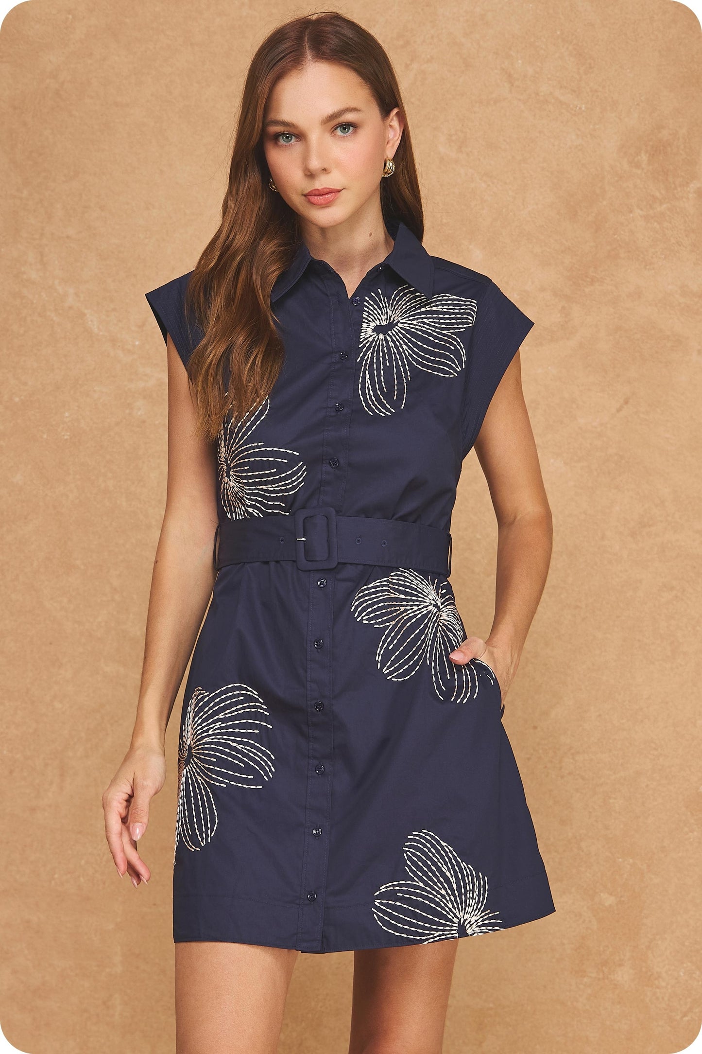 Alva Embroidery Detail Mini Dress