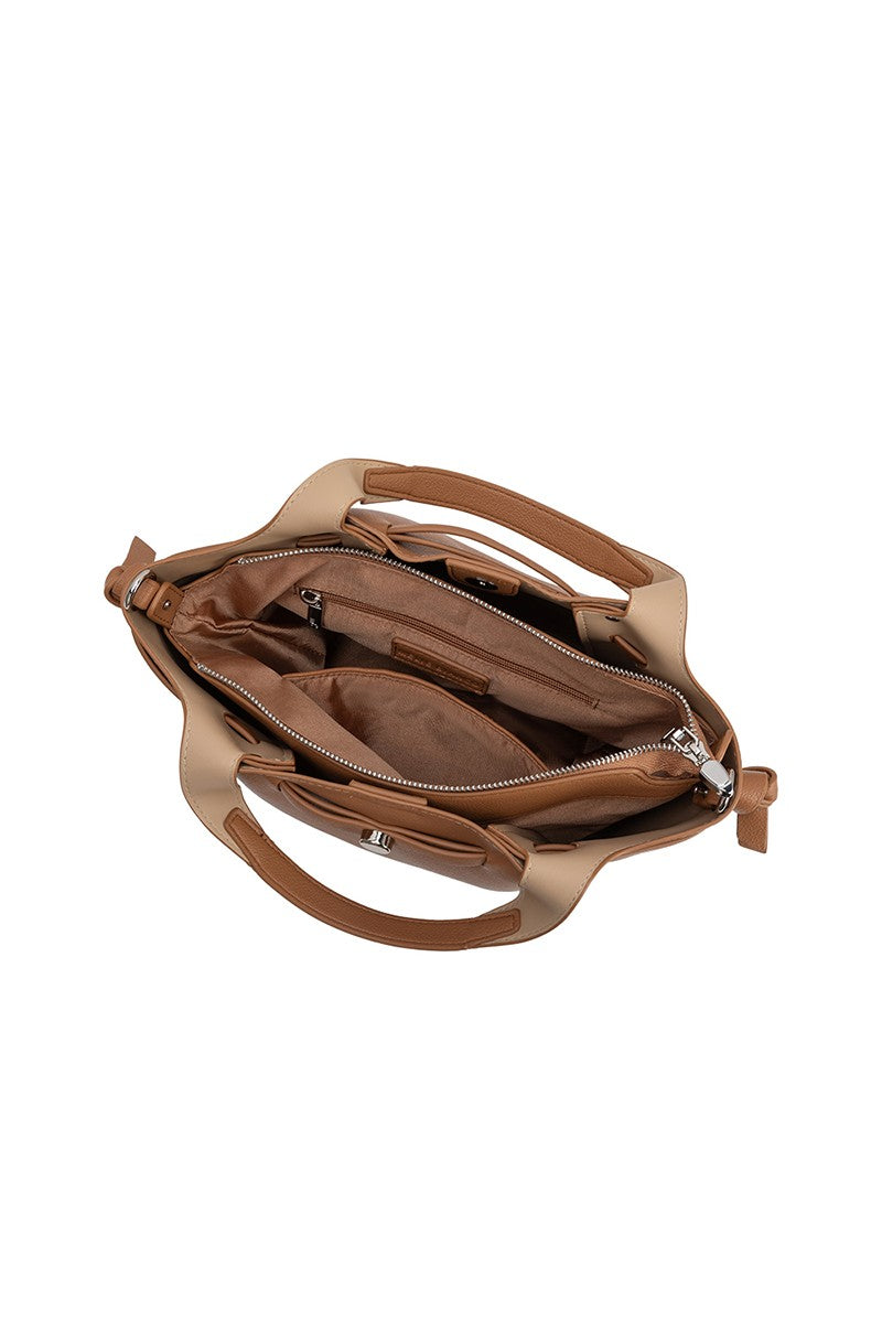Melie Bianco Avril Top Handle Bag in Caramel
