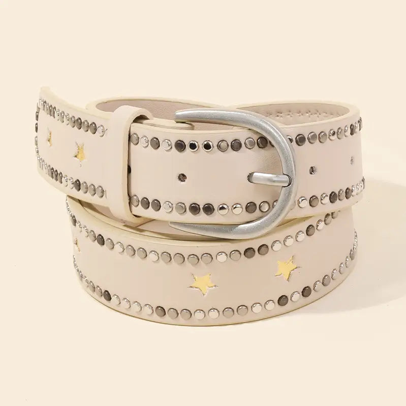 Caleb Studded Trim Leather Belt