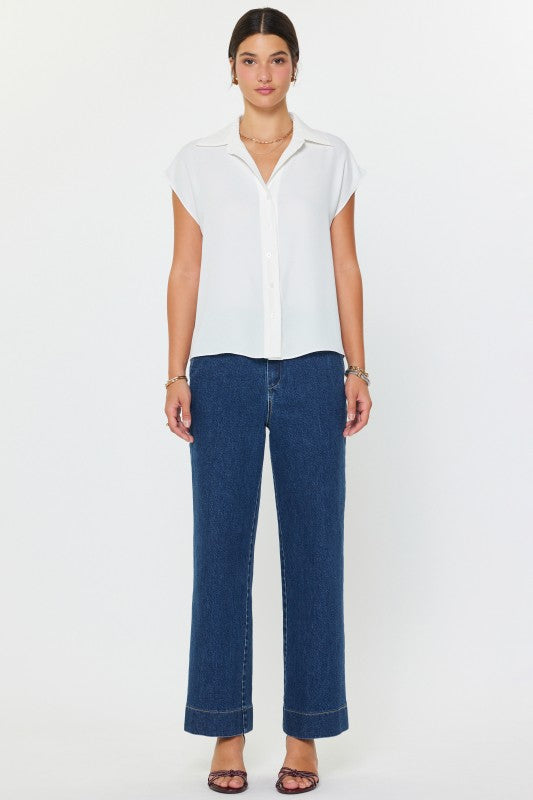 Melissa Cap Sleeve Button Top